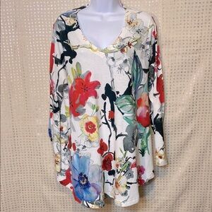 Soft Surroundings Floral V-Neck Tunic - Multicolor